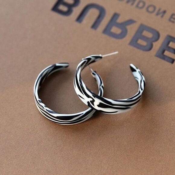 Zebra Design Hoop Earrings - Picture 1 of 7